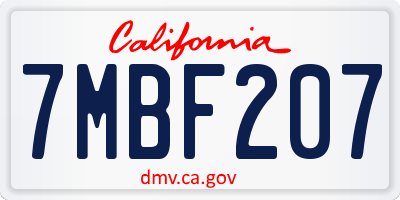 CA license plate 7MBF207