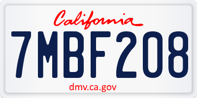 CA license plate 7MBF208