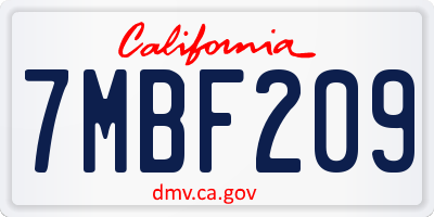 CA license plate 7MBF209