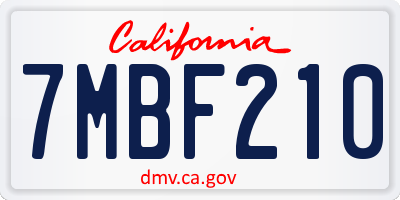 CA license plate 7MBF210
