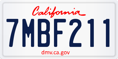 CA license plate 7MBF211