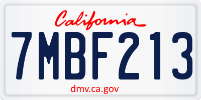 CA license plate 7MBF213
