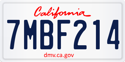 CA license plate 7MBF214