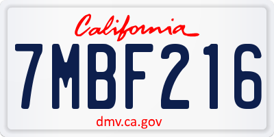 CA license plate 7MBF216
