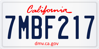 CA license plate 7MBF217