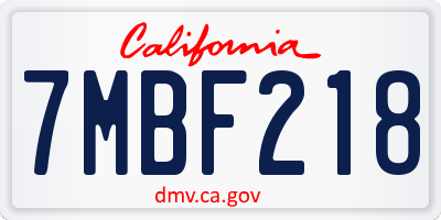 CA license plate 7MBF218