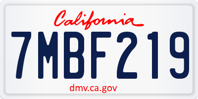 CA license plate 7MBF219
