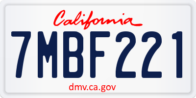 CA license plate 7MBF221