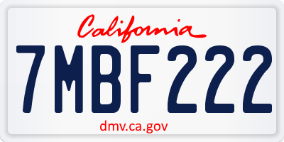 CA license plate 7MBF222