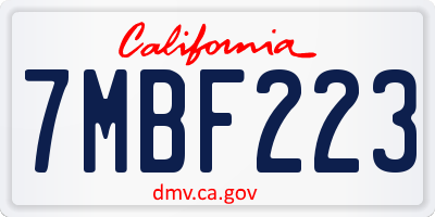 CA license plate 7MBF223