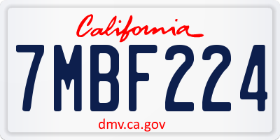 CA license plate 7MBF224