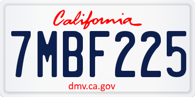 CA license plate 7MBF225