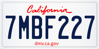 CA license plate 7MBF227