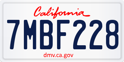 CA license plate 7MBF228
