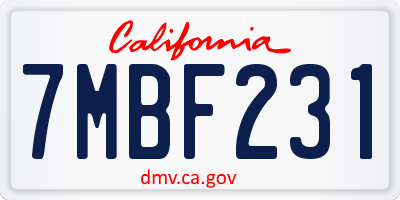 CA license plate 7MBF231