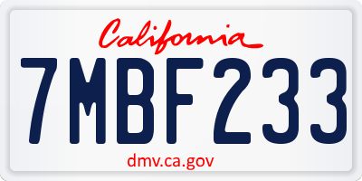 CA license plate 7MBF233