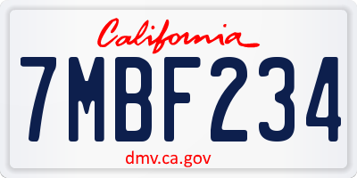 CA license plate 7MBF234