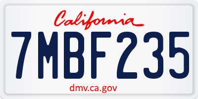 CA license plate 7MBF235