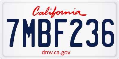 CA license plate 7MBF236