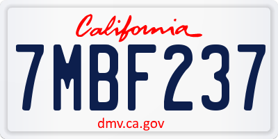 CA license plate 7MBF237