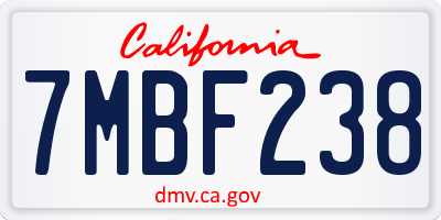 CA license plate 7MBF238