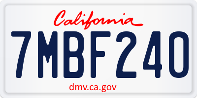 CA license plate 7MBF240
