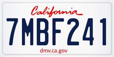 CA license plate 7MBF241