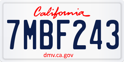 CA license plate 7MBF243