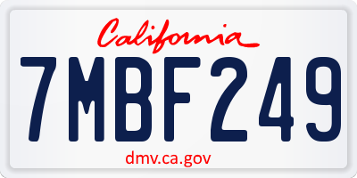 CA license plate 7MBF249