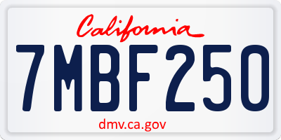 CA license plate 7MBF250