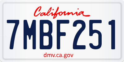 CA license plate 7MBF251