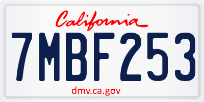 CA license plate 7MBF253