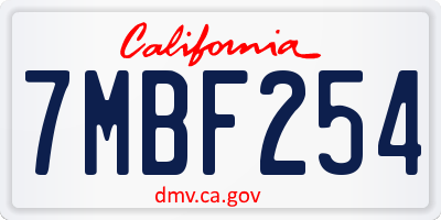 CA license plate 7MBF254