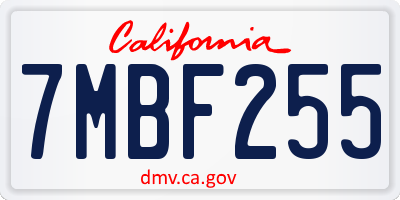 CA license plate 7MBF255