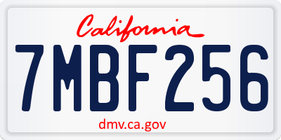 CA license plate 7MBF256