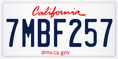 CA license plate 7MBF257
