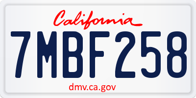 CA license plate 7MBF258