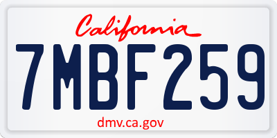 CA license plate 7MBF259