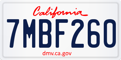 CA license plate 7MBF260
