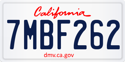 CA license plate 7MBF262