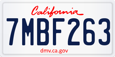 CA license plate 7MBF263