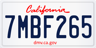 CA license plate 7MBF265