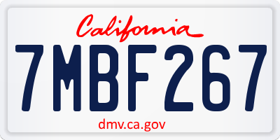 CA license plate 7MBF267
