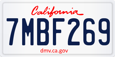 CA license plate 7MBF269