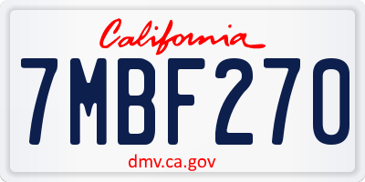 CA license plate 7MBF270