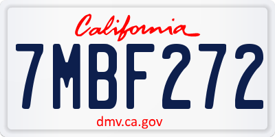 CA license plate 7MBF272
