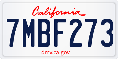CA license plate 7MBF273