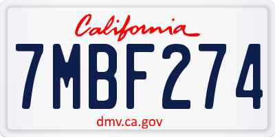 CA license plate 7MBF274