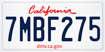 CA license plate 7MBF275
