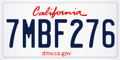 CA license plate 7MBF276